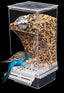 No Mess Bird Cage Feeder Automatic Acrylic Parrot Feeder Bird Cage Accessories for Parakeets Canary Cockatiel Finch (Transparent)