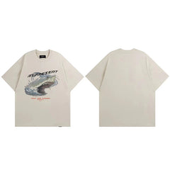 Represent "Only The Strong" Shark Graphic T-Shirt - Off-White