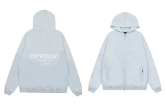 Represent Owners' Club Heavyweight Zip-Up Hoodie - Light Blue