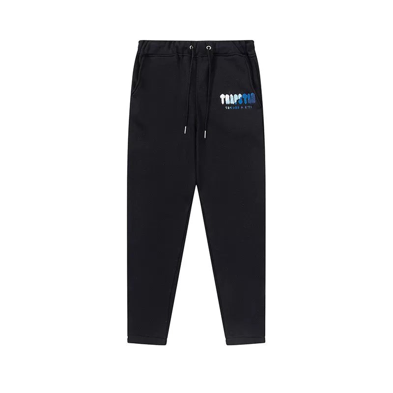 Trapstar Style Autumn/Winter Blue-Grey Gradient Hip-Print Sweatpants - Black