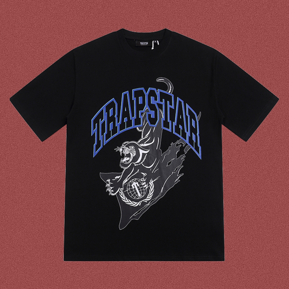 Trapstar Shooters Panther Arch Logo Tee - Black/Blue