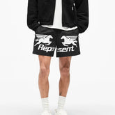 Represent Pegasus Graphic Nylon Shorts - Black