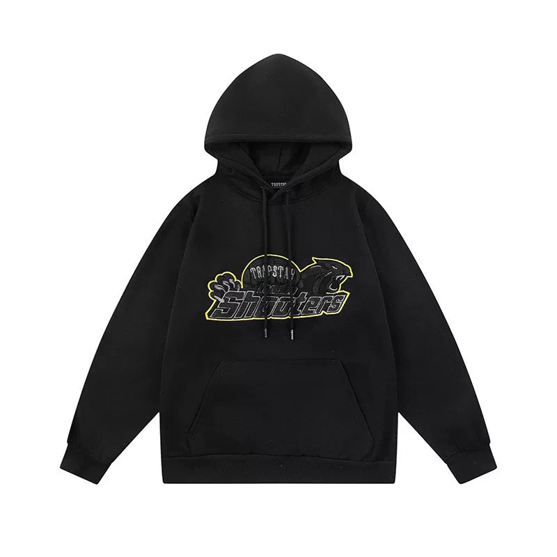 Trapstar Style Autumn/Winter Yellow-Trim Shooters Hoodie - Black
