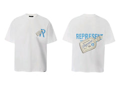 Represent Luggage Tag & Blue Logo Graphic T-Shirt - White