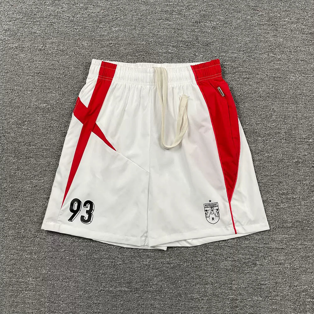 Represent Colorblock "93" Athletic Shorts - White/Red