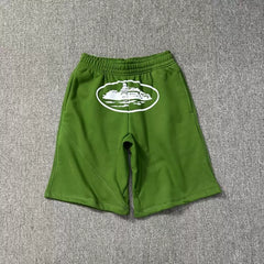 Corteiz Alcatraz Island Graphic Heavyweight Shorts green