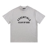 Fog Essentials T Shirts Spring Summer FOG Double Line Flocking Letter Crew Neck Short Sleeves