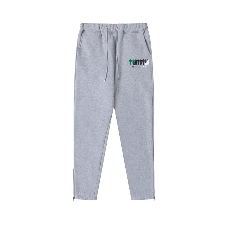 Trapstar Style Autumn/Winter Green-Black-White Hip-Print Sweatpants - Heather Grey
