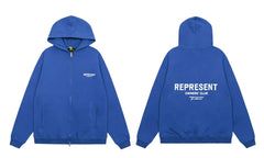 Represent Owners' Club Heavyweight Zip-Up Hoodie - Cobalt Blue