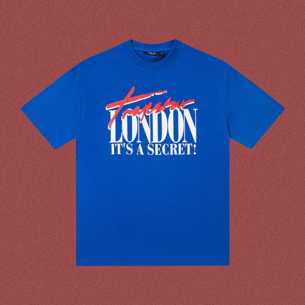 Trapstar London Secret Script & Block Logo Tee - Royal Blue/Red