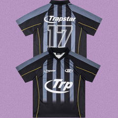 Trapstar Vertical Stripe Football Jersey - Black/Charcoal