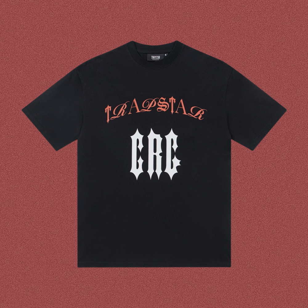 Trapstar Arch Logo & "CRC" Gothic Tee - Black/Orange