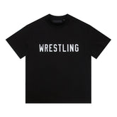 Fog Essentials T Shirts Autumn and Winter FOG Double Line Flocking Letter Crew Neck Short Sleeves