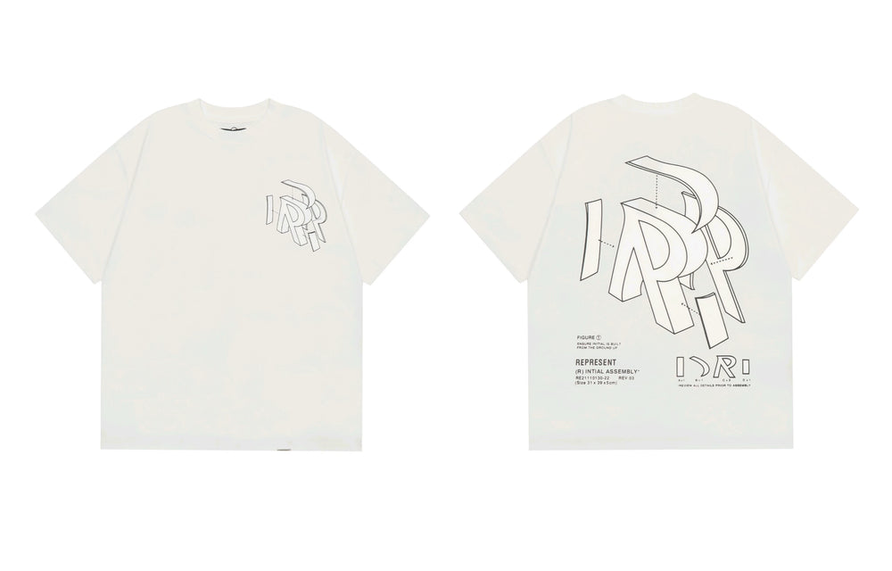 Represent Architectural 3D "R" Technical Graphic T-Shirt - White