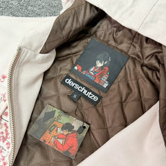 Derschutze Cherry Blossom Embroidery Zip-Up Hoodie
