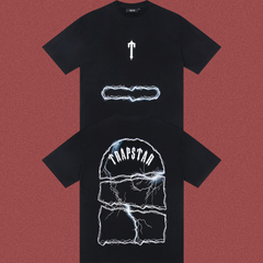 Trapstar Cracked Stone & Lightning Graphic Tee - Black
