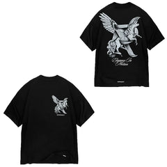 Represent "Elegance In Motion" Winged Unicorn Graphic T-Shirt - Black