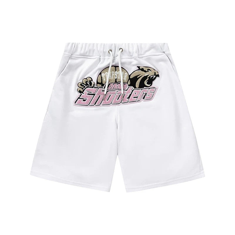 Trapstar London Shooters Panther Patch Sweat Shorts - White/Pink