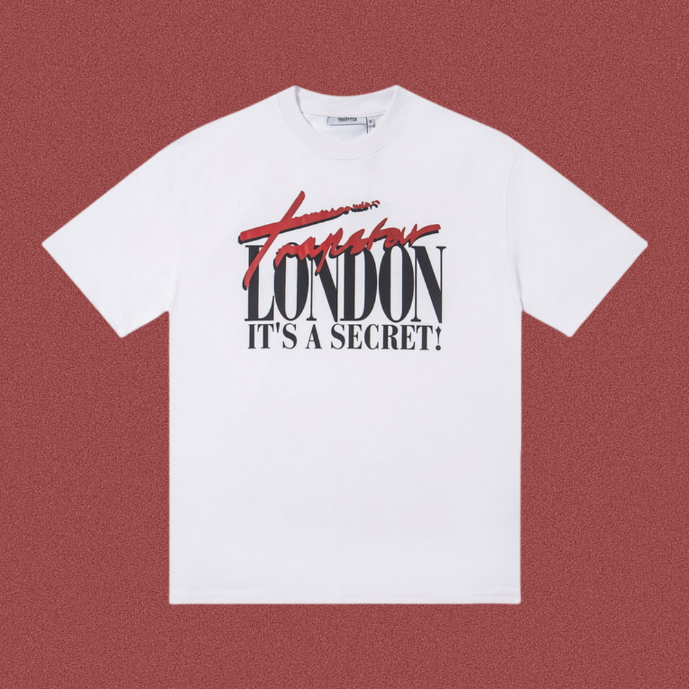 Trapstar London Secret Script & Block Logo Tee - White/Red