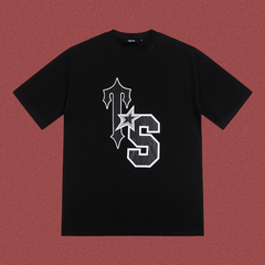 Trapstar Large "TS" Varsity Monogram Tee - Black