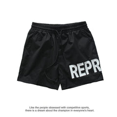 Represent Large Logo Nylon Shorts - Black