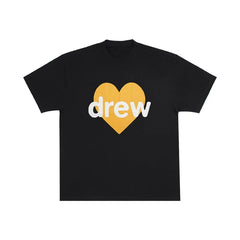 Drew House Yellow Heart Logo Short Sleeve Tee, Black