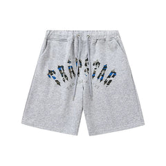 Trapstar Blue Camo Arch Logo Gothic Sweat Shorts - Grey