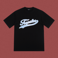 Trapstar Italic Script Gradient Logo Tee - Black/Light Blue