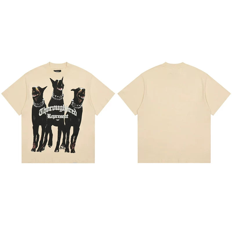 Represent "Thoroughbred" Doberman Graphic T-Shirt - Off-White