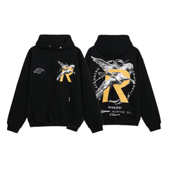 Represent "R" Monogram & Bird Graphic Heavyweight Hoodie - Black