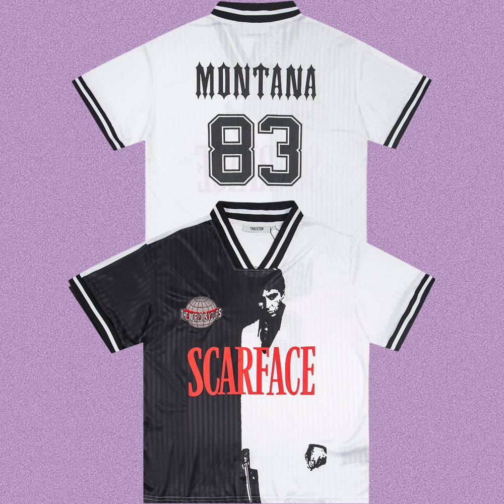 Trapstar Scarface "Montana 83" Split Football Jersey - Black/White