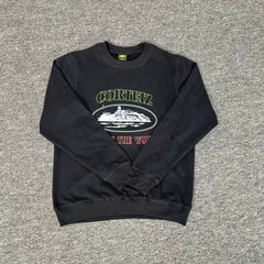 Corteiz "Rules The World" Island Logo Heavyweight Crewneck Sweatshirt - Black