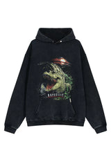 Represent Dinosaur & Full Moon Graphic Heavyweight Hoodie - Vintage Black