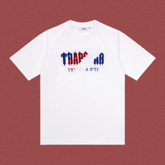 Trapstar Tricolor Gothic Logo Tee - White/Red/Blue
