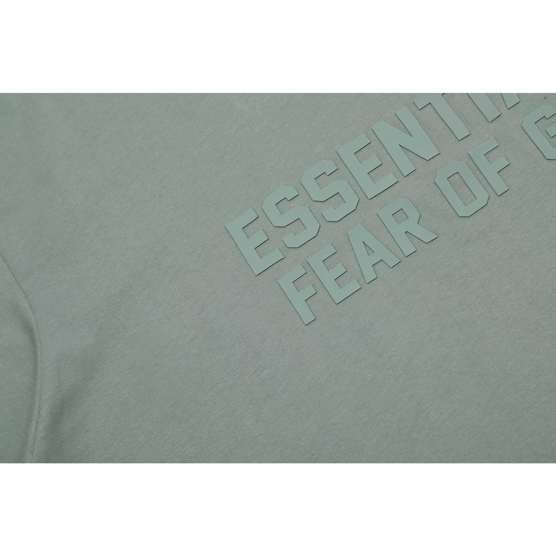 Fog Essentials T Shirts Spring Summer FOG Season 8 Flocking Letter Crew Neck Short Sleeves