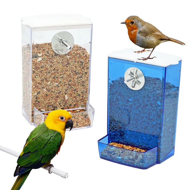 Automatic Bird Feeder Parrot Quail Cage Hanging Feeder Box Automatic Anti-Spill Mount Budgie Cockatiel Conure Food Dispenser Main Image