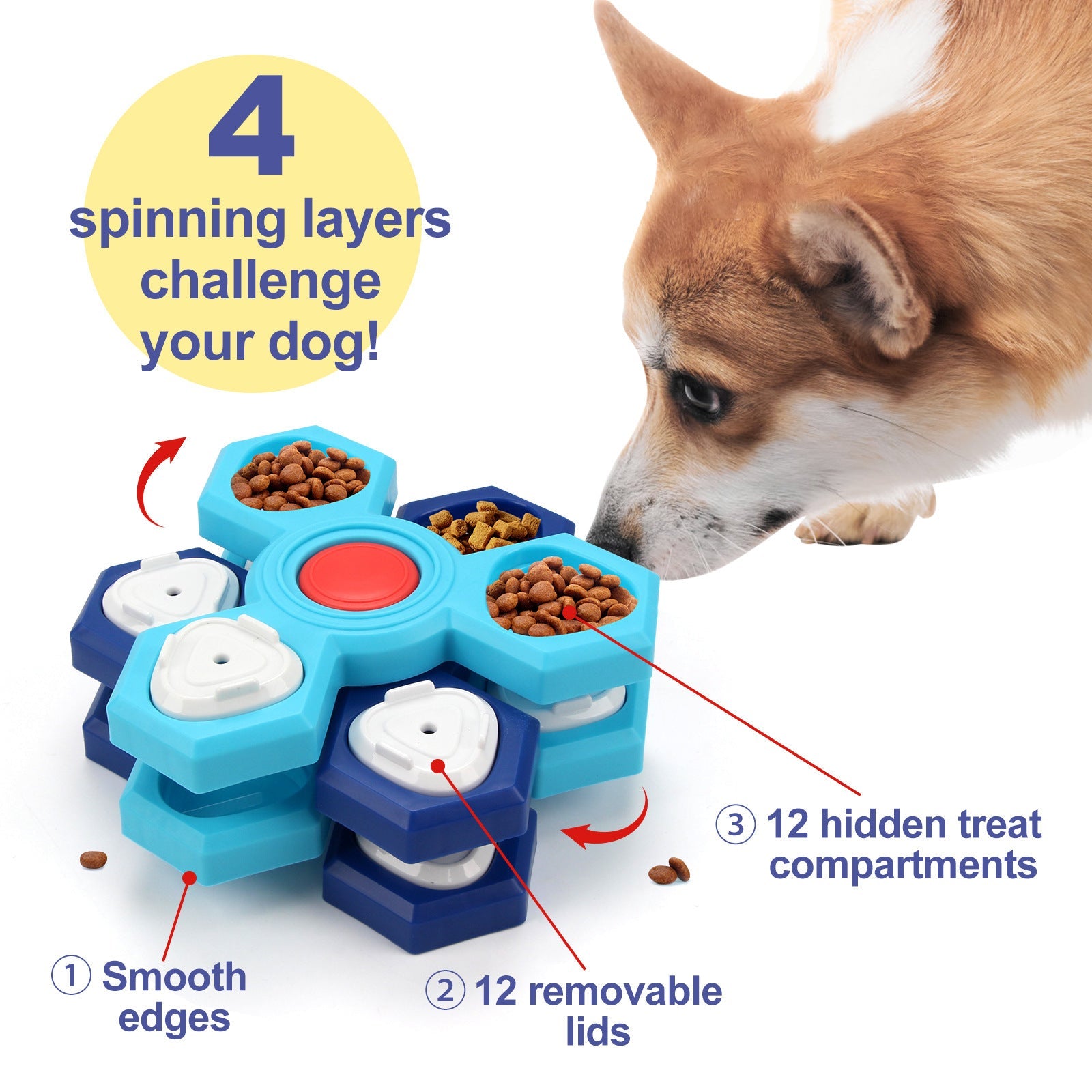 4-Layer Slow Feeder Dog Bowl — Dog Puzzle & Enrichment Feeder