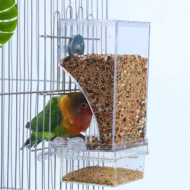 No Mess Bird Feeders Automatic Parrot Feeder Drinker Acrylic Seed Food Container Cage Accessories for Small and Medium Parakeets Main Image