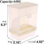 No Mess Bird Feeder for Cage, Automatic Acrylic Seed Container with Large Hook, Install-Free Parrot Feeder for Budgerigar, Canary, Cockatiel, Parakeet, Finch