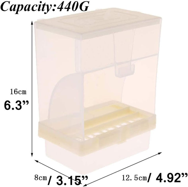 No Mess Bird Feeder for Cage, Automatic Acrylic Seed Container with Large Hook, Install-Free Parrot Feeder for Budgerigar, Canary, Cockatiel, Parakeet, Finch Main Image