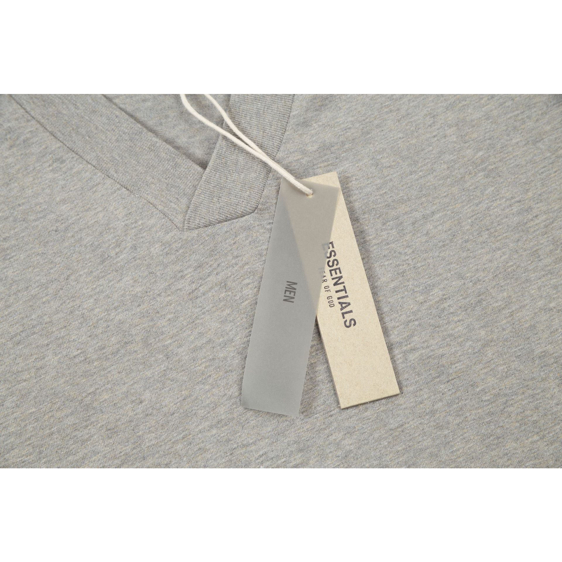Fog Essentials T Shirts Spring/Summer FOG Season 9 Double Line Plastic Letter V-Neck Short Sleeves