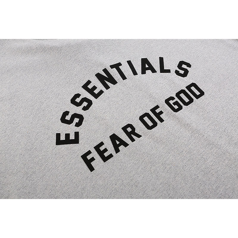 Fog Essentials T Shirts Spring Summer FOG Double Line Flocking Letter Crew Neck Short Sleeves