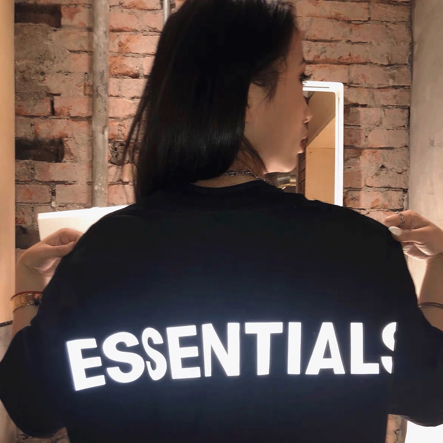 Fog Fear of God Essentials T Shirt Double Line Short Sleeve Reflective Letter Loose Couple T-shirt