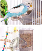 Automatic Bird Feeder No-Mess Bird Feeder Parrot Feeder Cage Accessories for Budgerigar Canary Lovebord Finch Parakeet