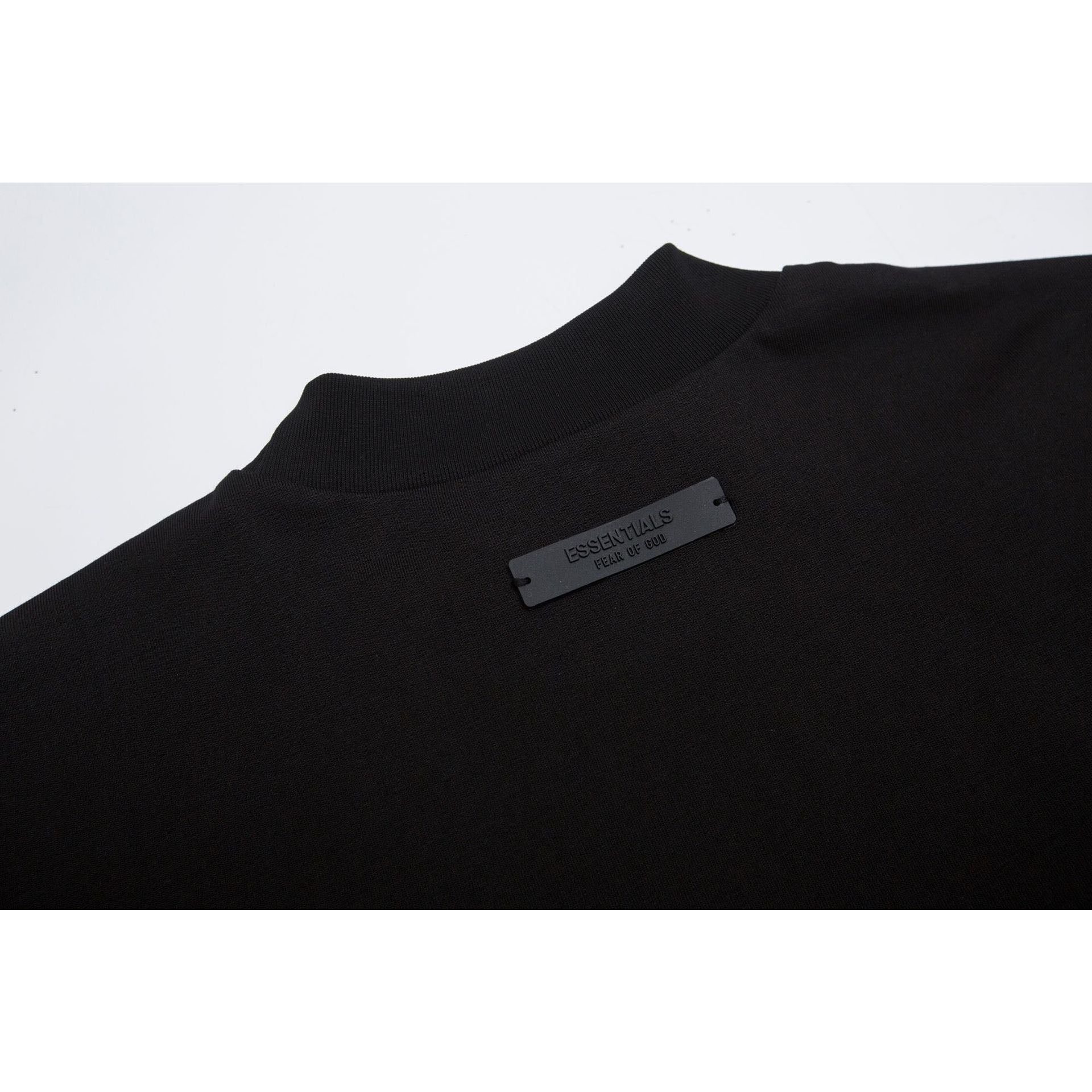 Fog Essentials T Shirts Autumn and Winter FOG Double Line Flocking Letter Crew Neck Short Sleeves
