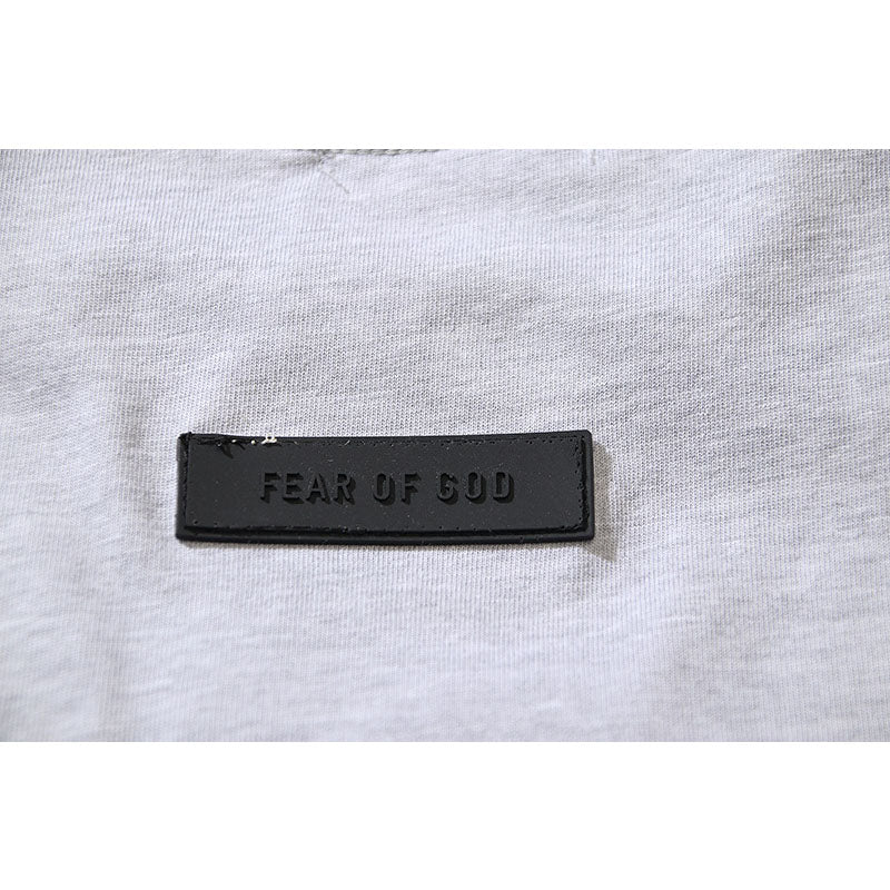 Fog Essentials T Shirts Spring Summer FOG Three-dimensional Silicone Leather Label Crew Neck Short Sleeves