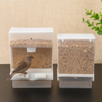 No Mess Bird Feeder for Cage, Automatic Acrylic Seed Container with Large Hook, Install-Free Parrot Feeder for Budgerigar, Canary, Cockatiel, Parakeet, Finch