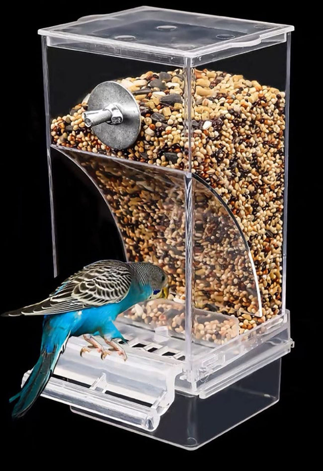 No Mess Bird Cage Feeder Automatic Acrylic Parrot Feeder Bird Cage Accessories for Parakeets Canary Cockatiel Finch (Transparent) Hover Image