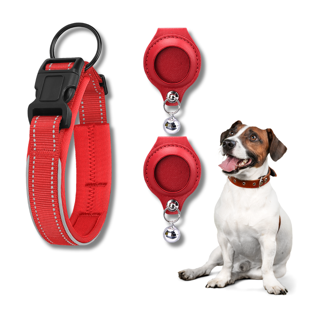 AirTag Pet Collar with 2 Leather Holders No Tracker Included