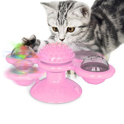 Cat Rotating Windmill Toy with Teether & Scratch Relief